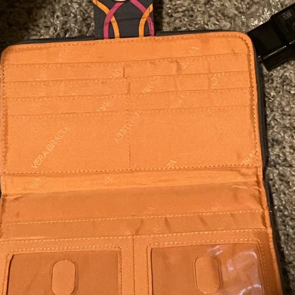 Vera Bradley Turn Lock Wallet - Gray, Orange, Pink - USED - Picture 3 of 7